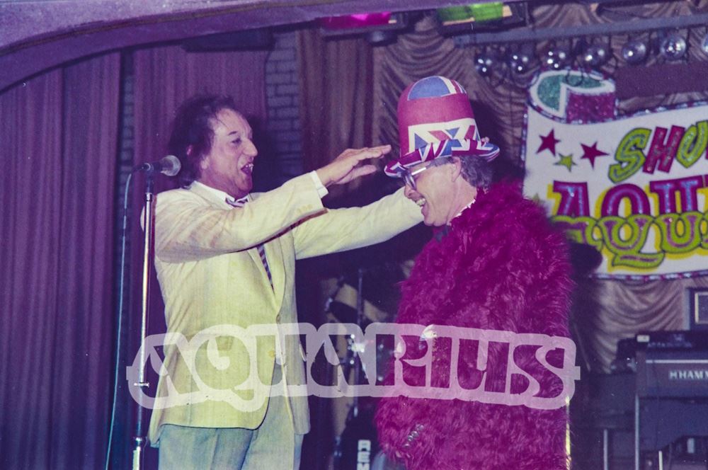 Ken Dodd on stage with compere Tufty Gordon