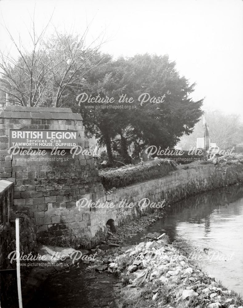 Tamworth House and river Ecclesbourne, Tamworth Street, Duffield, 1970s