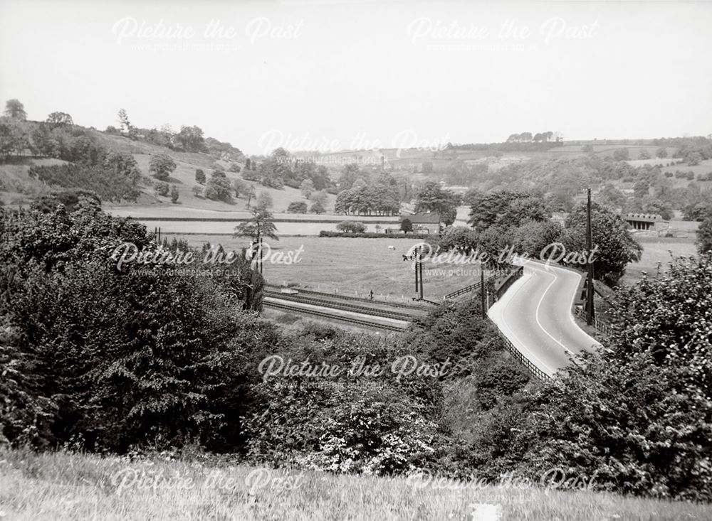 View looking down the A6 towards Belper, just outside Duffield, c 1960s
