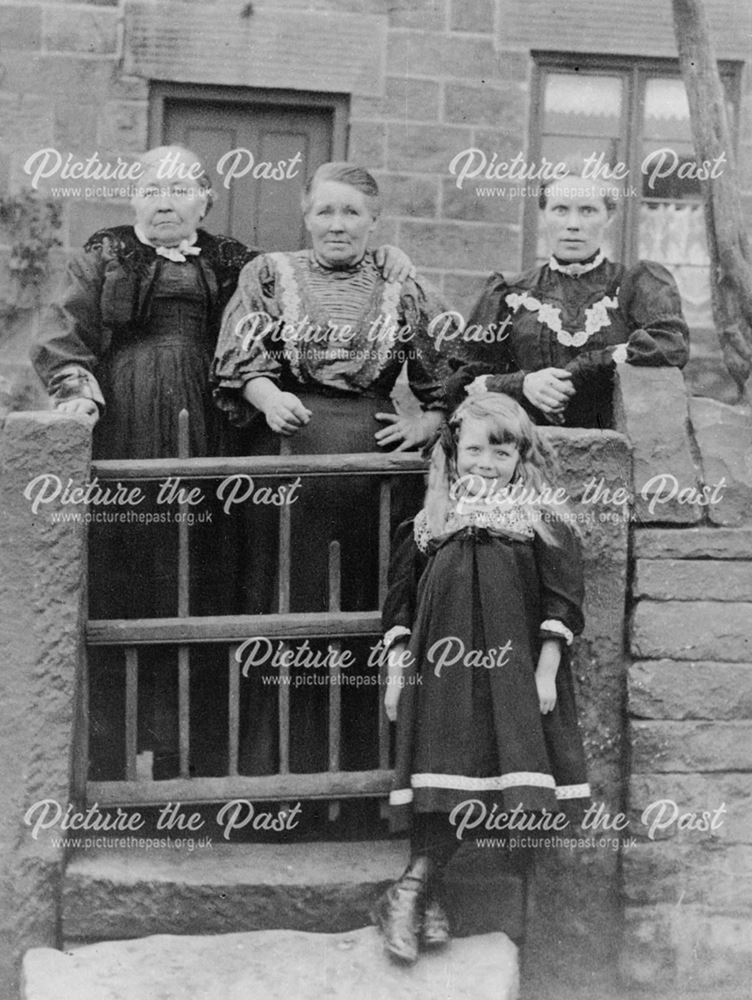 Members of the Stone Family outside 3 Eagle Street, Heage, c 1900s