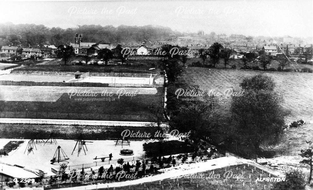 Aerial view of Watchorn Playing Fields, Colliery Road, Alfreton, pre 1950