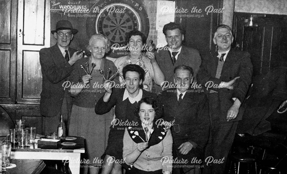 Darts Team for the Coronation, New Inn Pub, Bullock Lane, Riddings, 1953