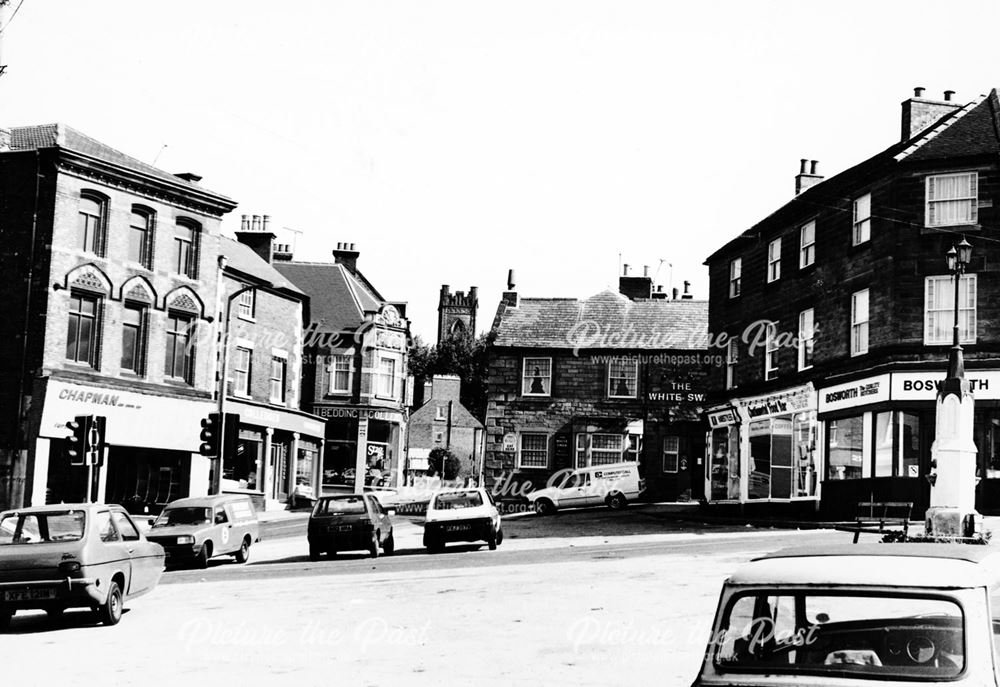 Market Place looking towards St Peter's Church and The White Swan PH.