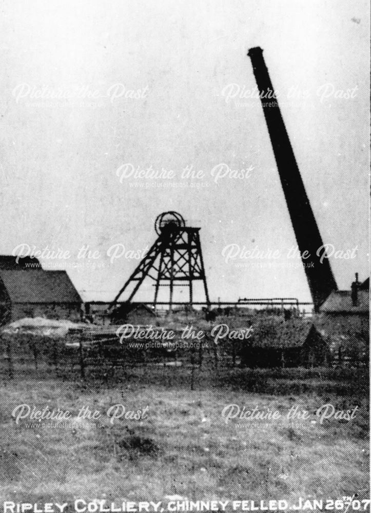 Ripley Colliery chimney being felled Jan 26/07