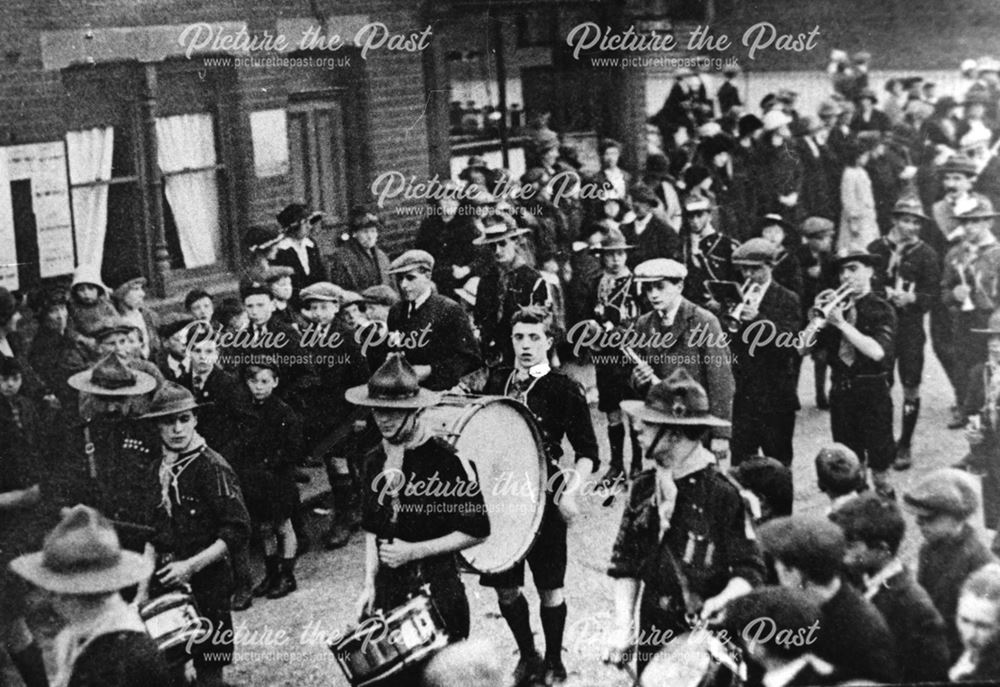 Ripley scouts band on parade c1920