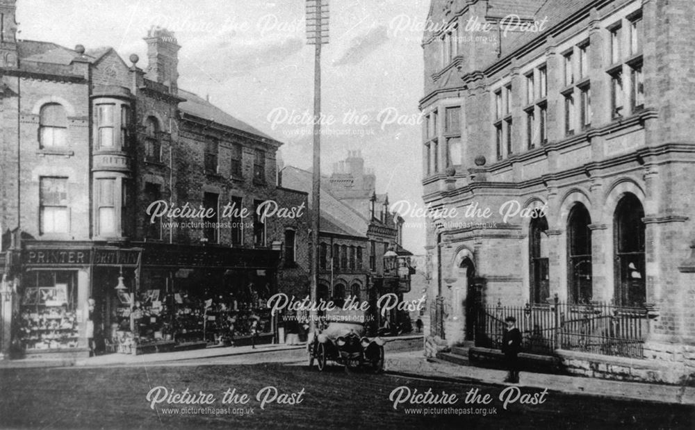 Bottom of Church St, Ripley showing Brittain's Printers 1910