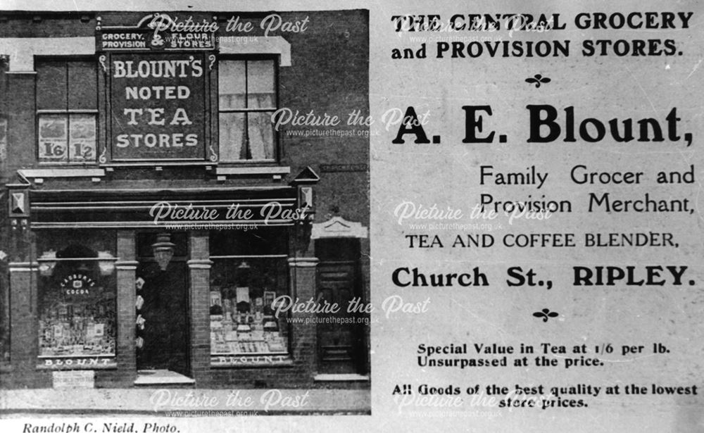 Advertisement for Blounts Grocery and Provision store c 1917