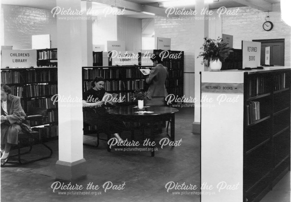 2 interior views of Ripley library at Ebenezer Chapel c1950