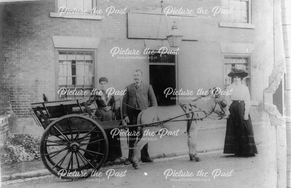Mr John Wood, landlord of the Albion Inn with his donkey and cart