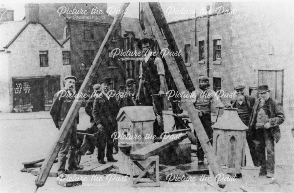 Erecting a fountain in Belper Market Place, 8th September 1881