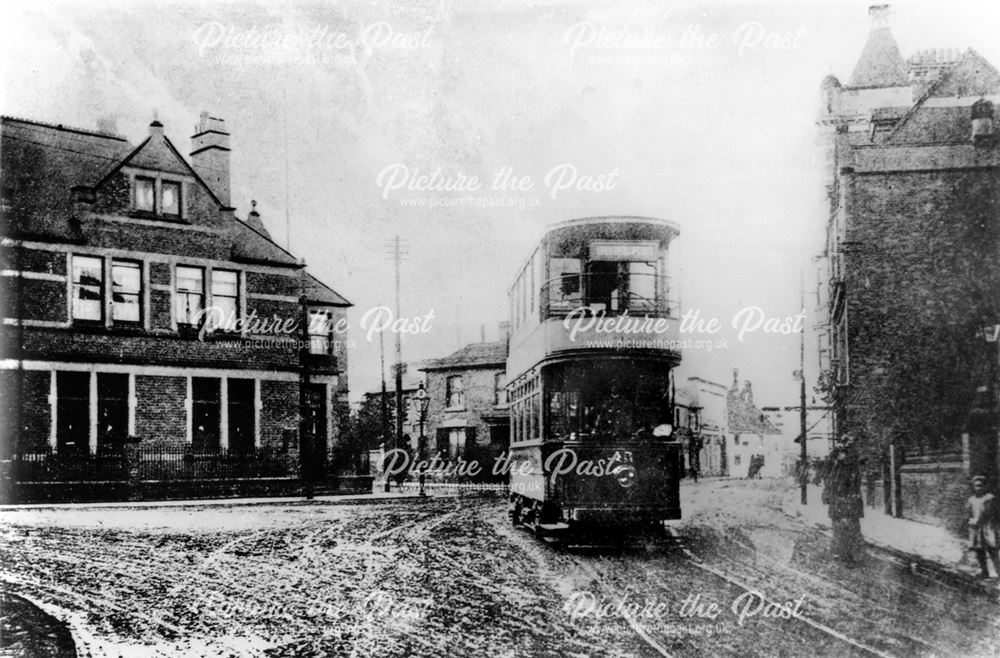 Tram in Co-op Square, Ripley