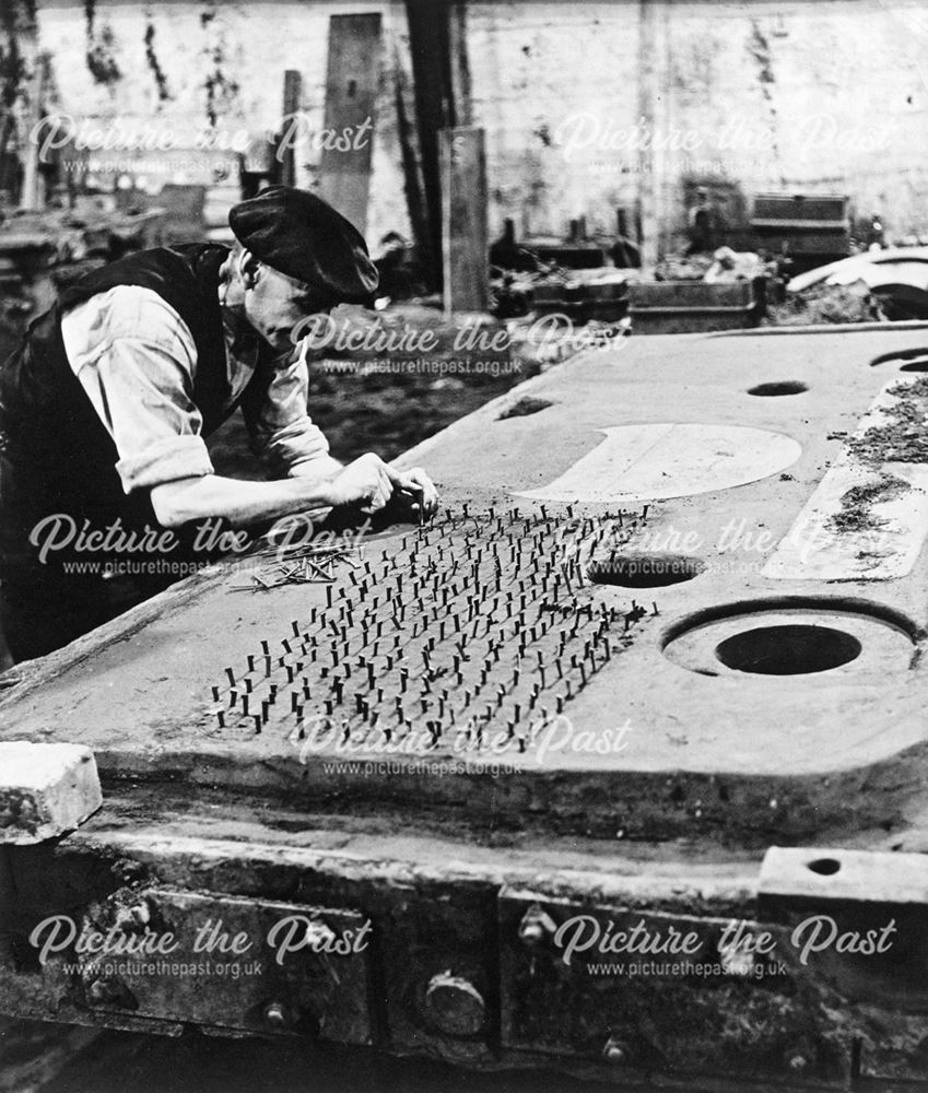 Casting in Foundry, Butterley Company, Ripley, 1950s?