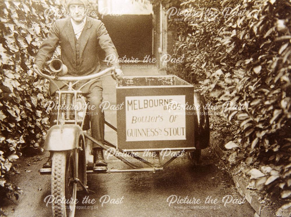 Motorcyclist Advertising Melbourne's Shop, c 1920