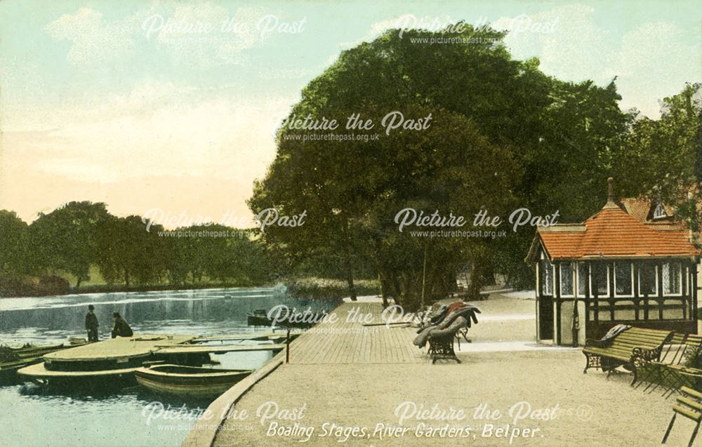 Boating Stages, River Gardens, Belper, c 1910