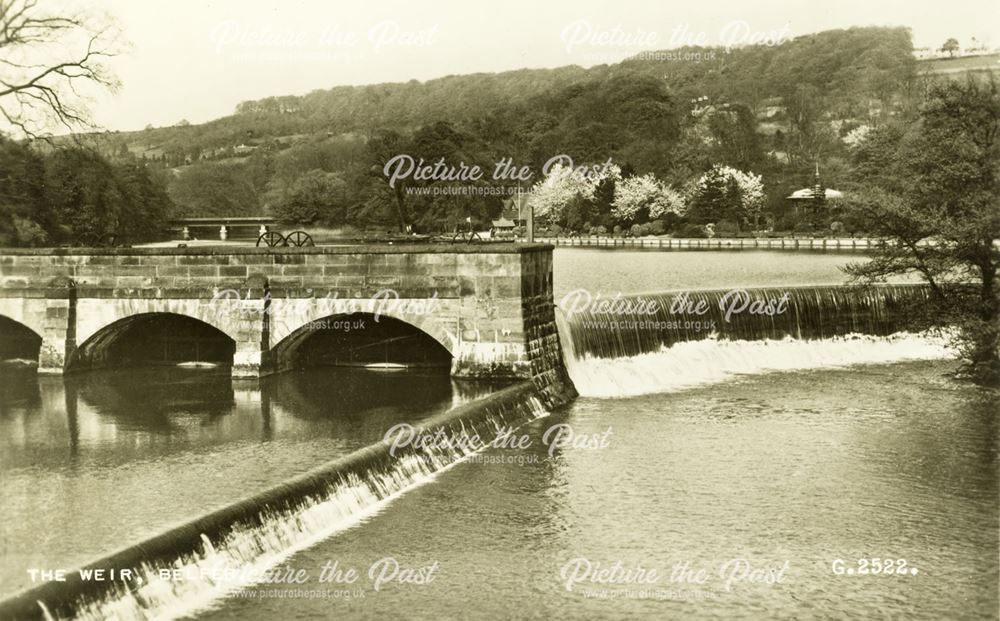 River Derwent Bridge and Weir, Belper, c 1930