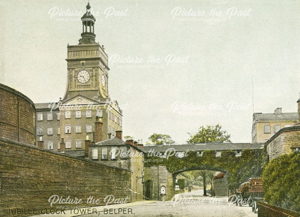 View of Belper Mills showing the Jubilee Clock Tower, c 1900