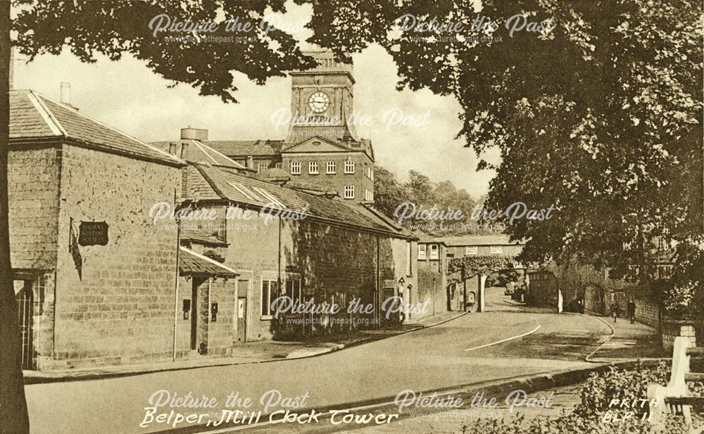 View of Belper Mills showing the Jubilee Clock Tower, c 1930