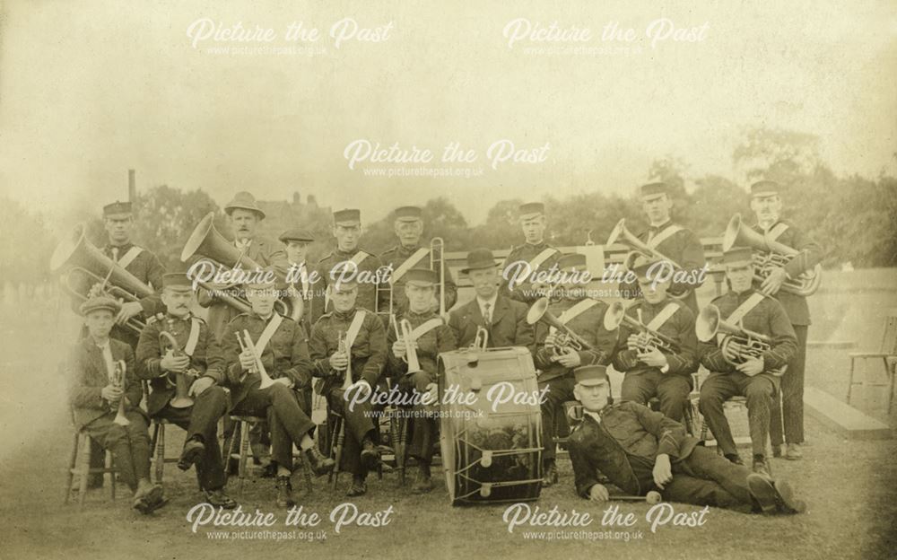 Belper Brass Band, possibly Belper Meadows, Belper, c 1922