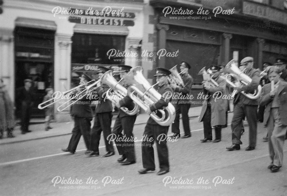 Crich Band, Market Place, Belper, c 1956