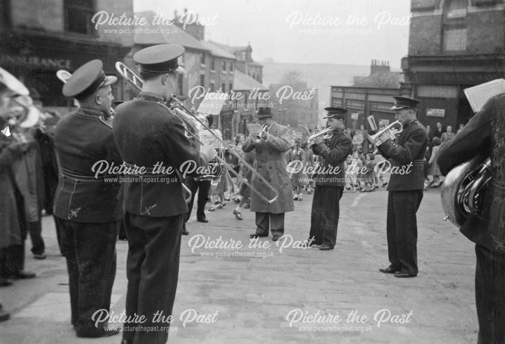 Crich Band, Market Place, Belper, c 1956