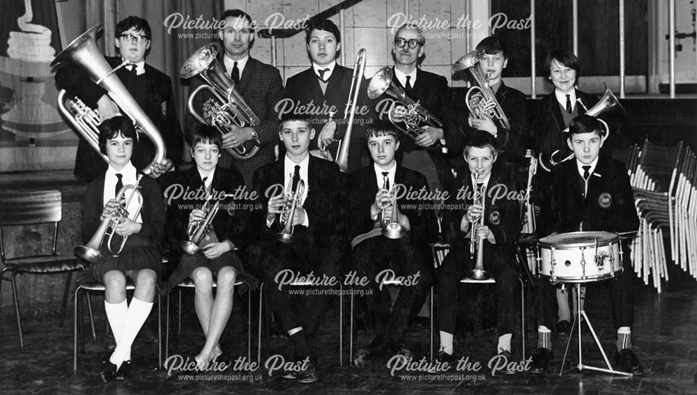 Belper Parks School Orchestra - brass section, Belper, c 1970