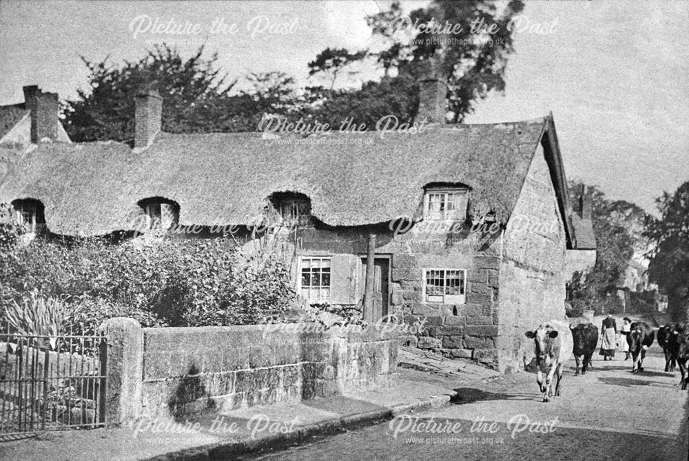 Thatched Cottage on site of Church Hall, Duffield, c 1900