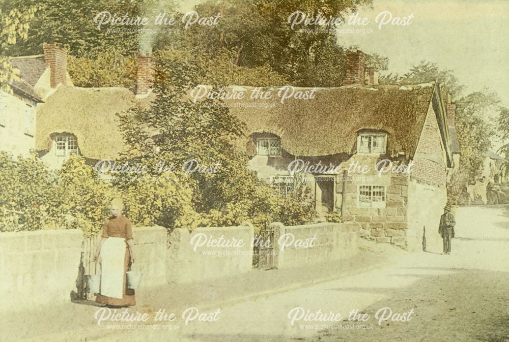 Thatched Cottage on site of Church Hall, King Street, Duffield, c 1900s