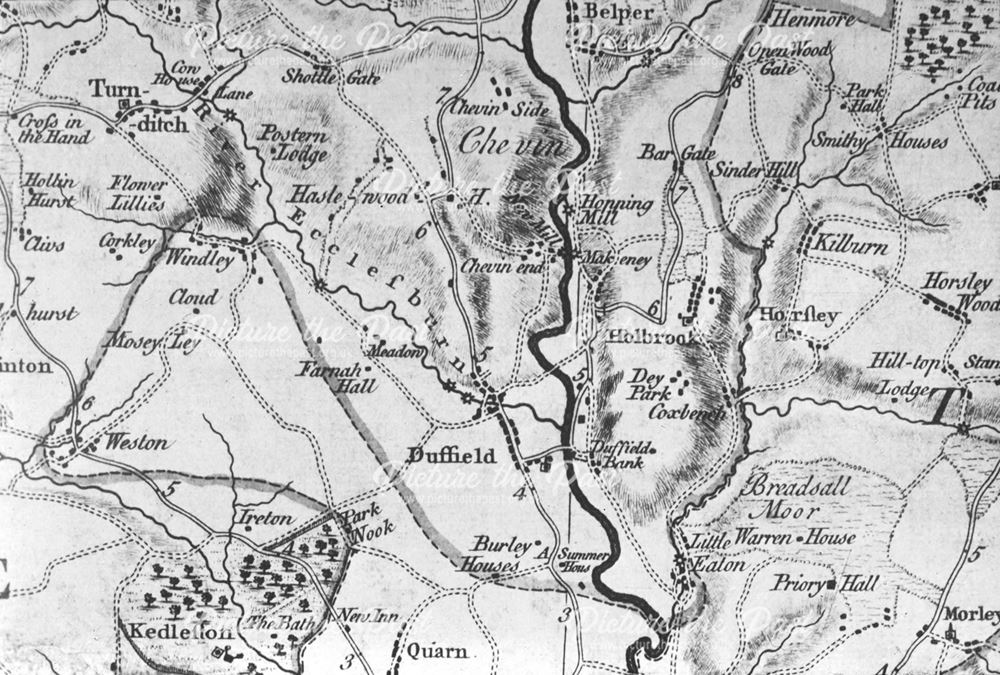 Burdett's Map (small magnification), Duffield, 1762-67 