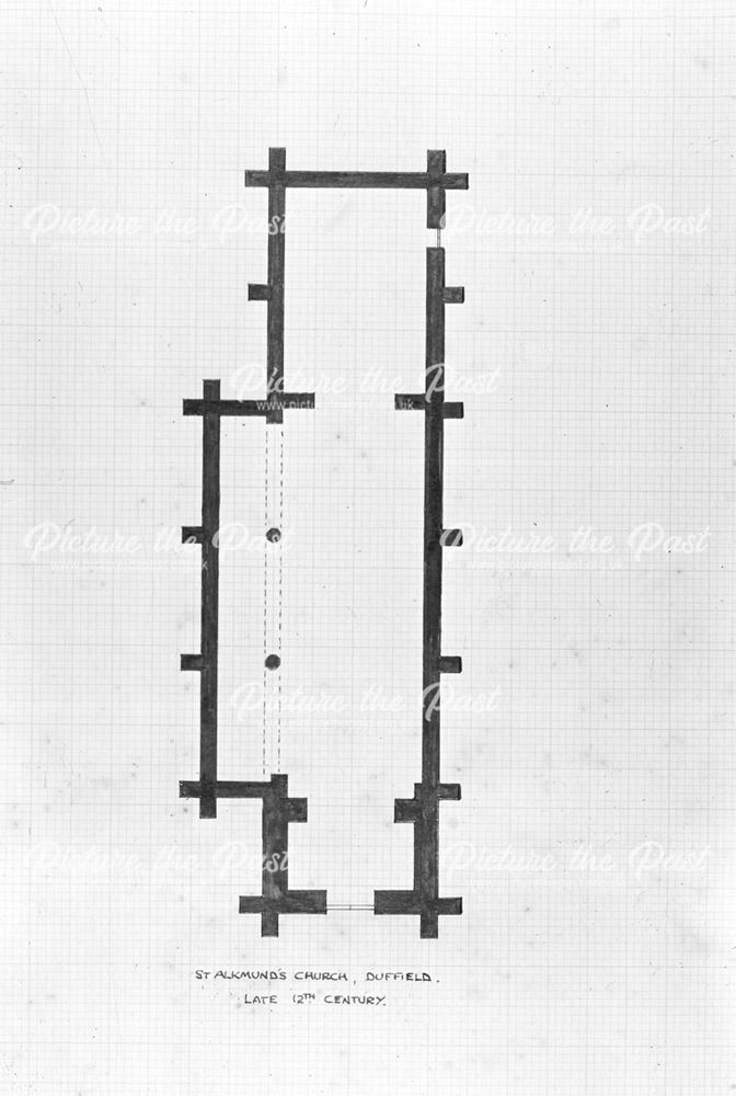 St Alkmund's floor plan, late 12th Century, Church Drive, Duffield