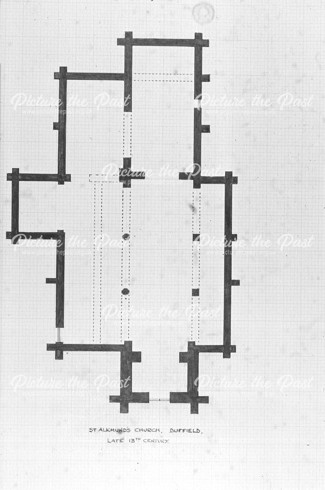 St Alkmund's floor plan, late 13th Century, Church Drive, Duffield