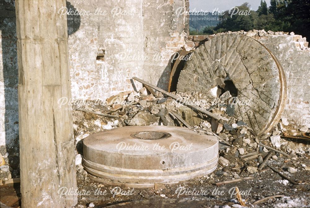 Grinding Stones at Middle Mill during demolition, Duffield