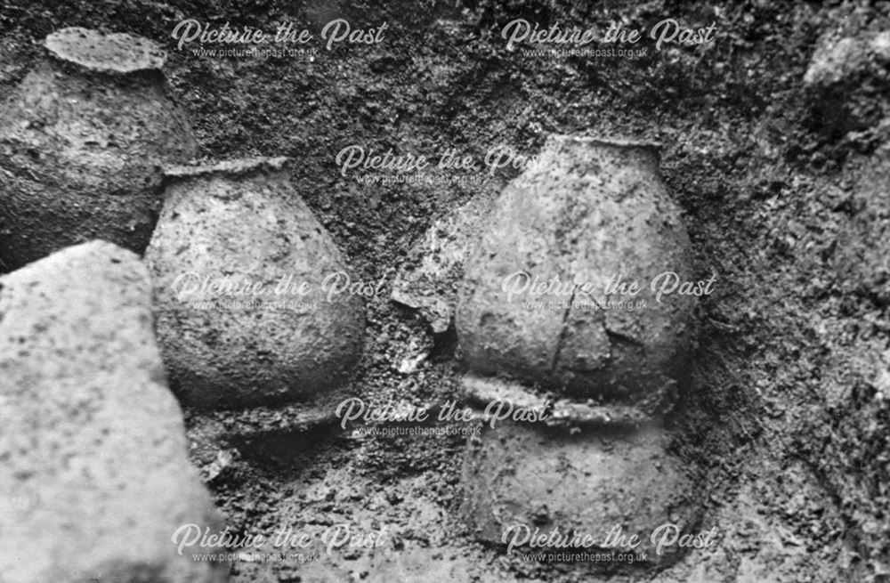 Excavation of 'Derbyshire Ware' pottery kilns at Overlane Farm, Hazelwood, 1958