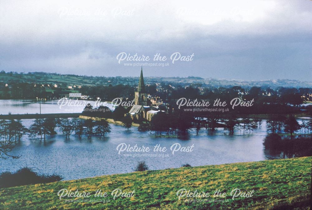 Flooding in area surrounding St Alkmund's Church, Duffield, 1961