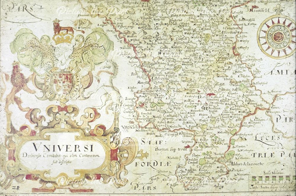 Saxton's Map of Derbyshire, 1579