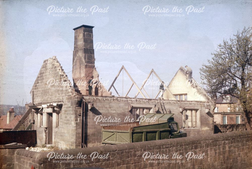 Demolition of Parish Room, Duffield, c 1963