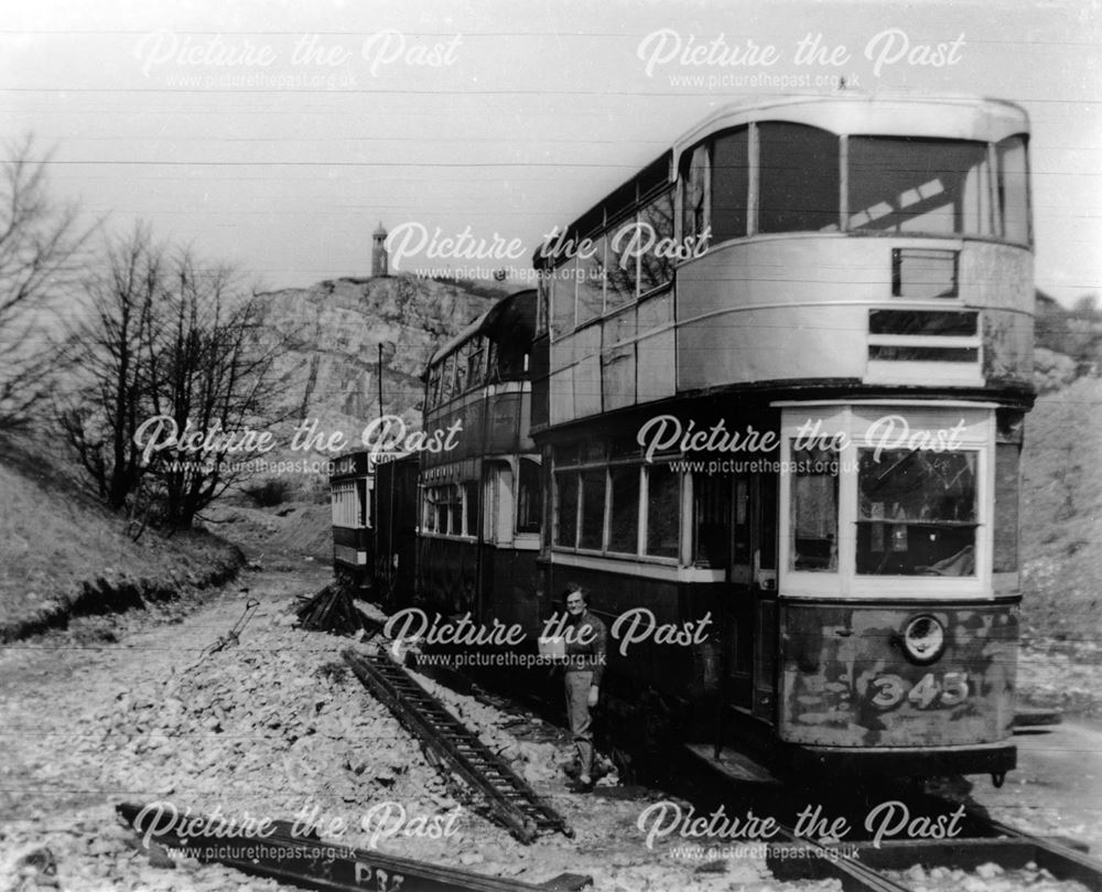 No 345 tram, Tramway Museum, Crich, 1960s