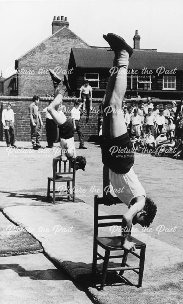 Open Day Gymnastics Display, County Senior Boys School, Shirley Road, Ripley, c 1954