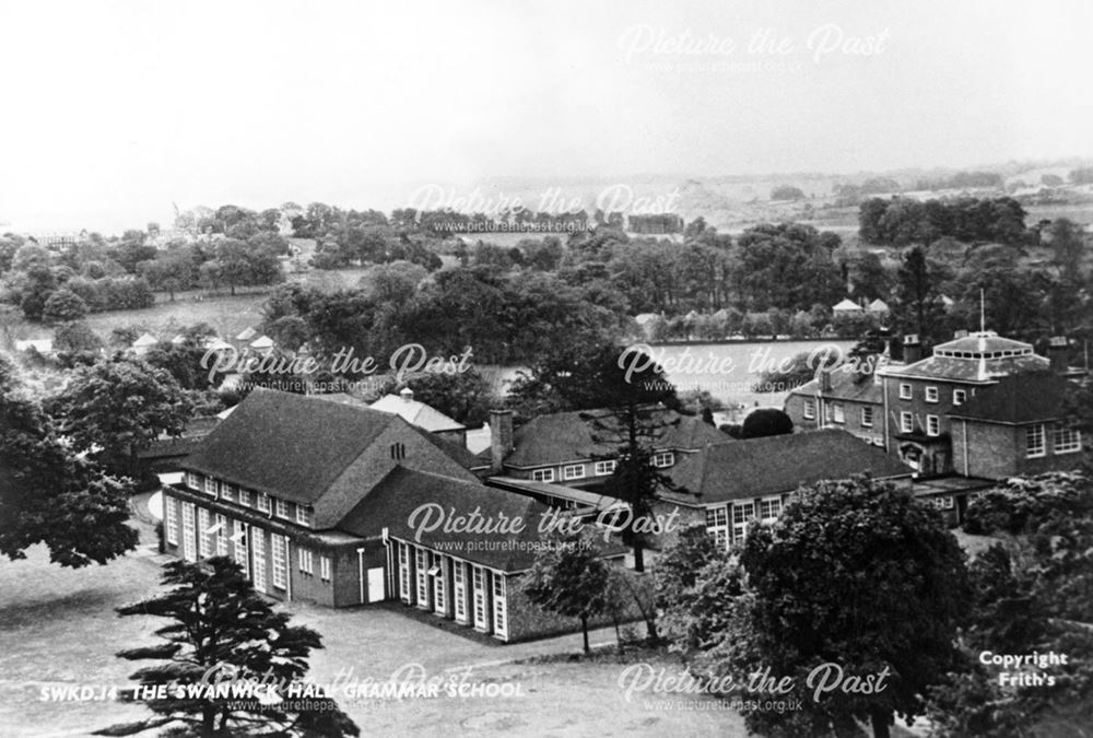 Aerial view of Swanwick Hall School, Derby Road, Swanick, near Alfreton, c 1950s?