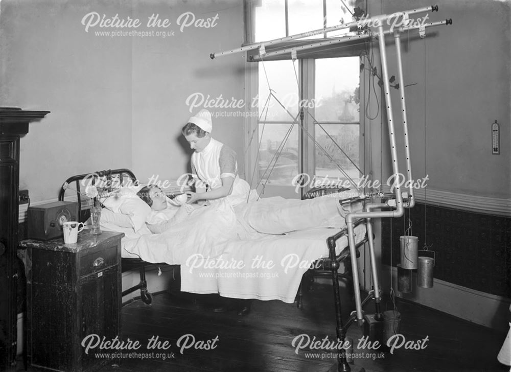 Patients being nursed in bed under traction - The Devonshire Royal Hospital