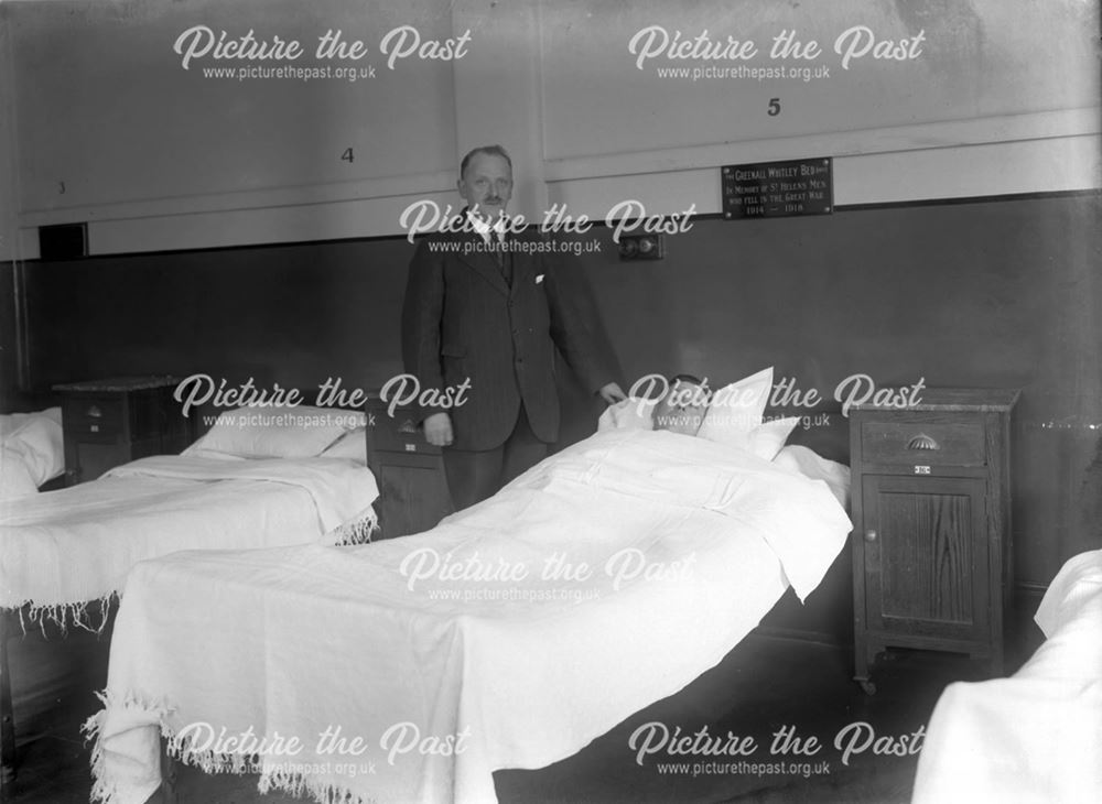 Doctor attending patient in Greenall-Whitley gifted bed - The Devonshire Royal Hospital