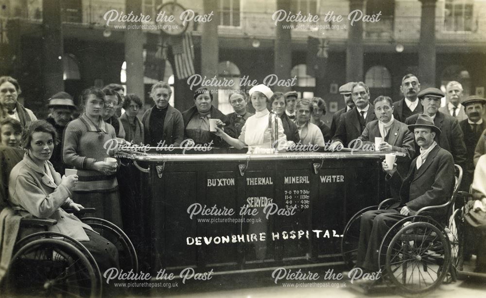 Dispensing thermal water at the Devonshire Hospital, Buxton, c 1920 ?