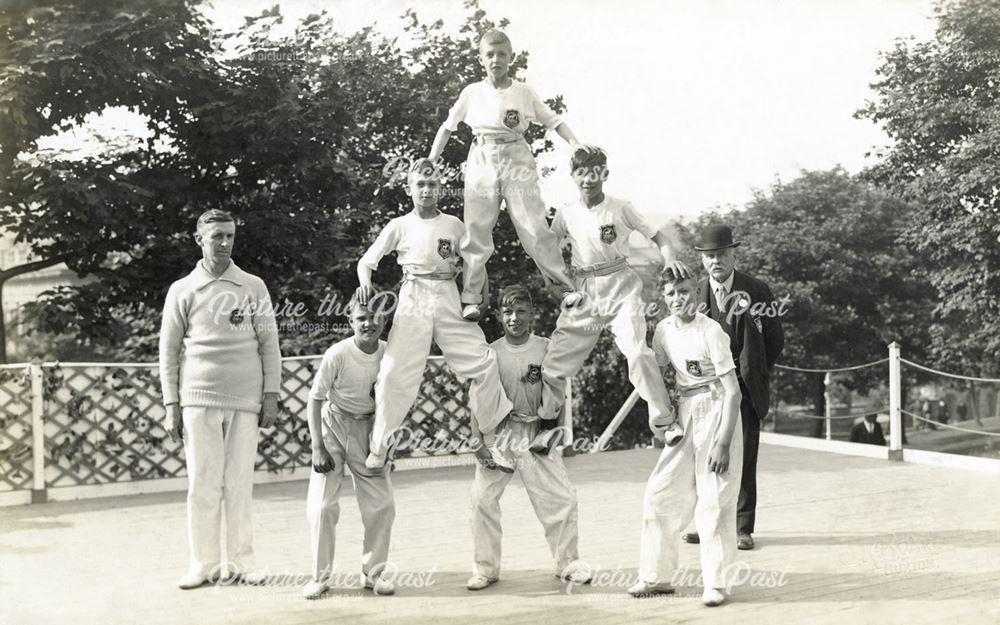 Gymnasts from Ben Simpson's Gym, Torr Street, Buxton, c 1930s ?