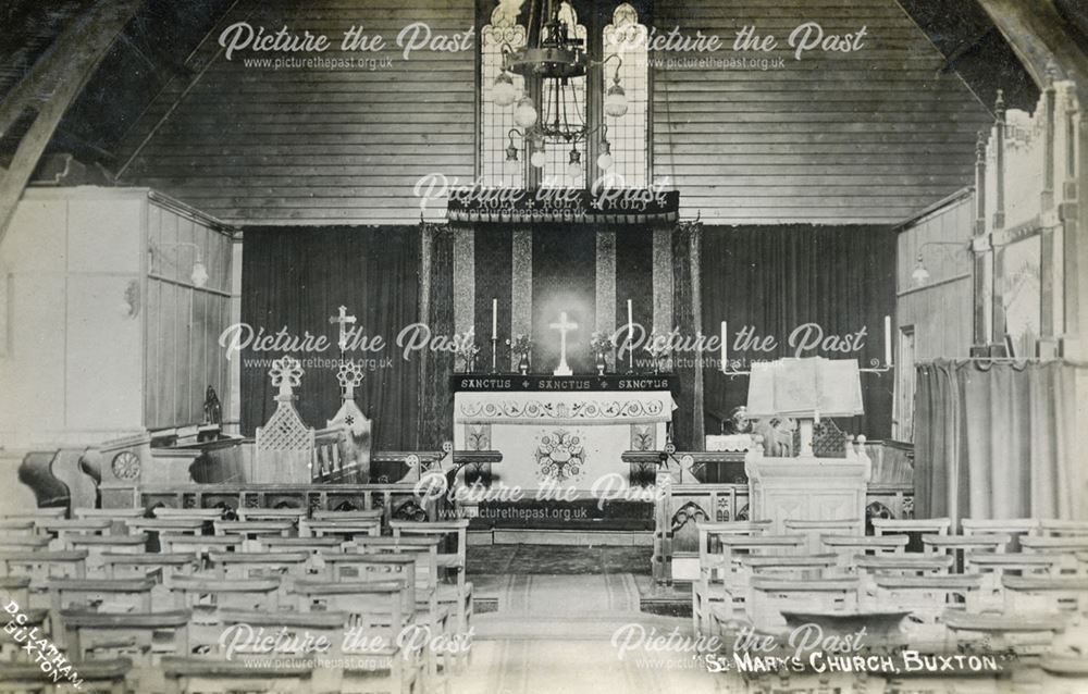Interior of St Mary's Mission Church, Buxton, c 1910 ?