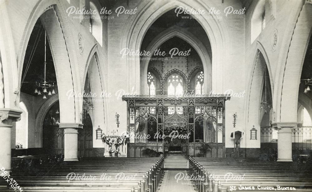 Interior of St James' Church, Buxton, c 1910 ?