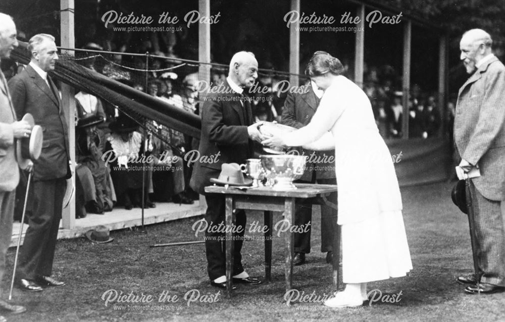 General Roberts presenting a trophy, Pavilion Gardens, 1912