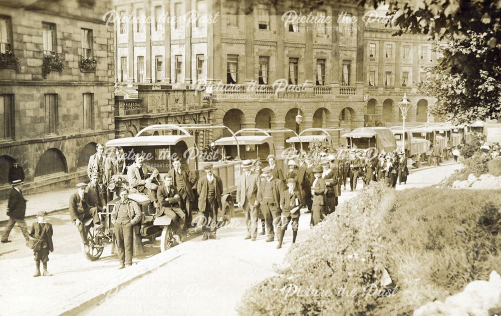 Motor lorries on The  Crescent, Buxton, c 1914-18