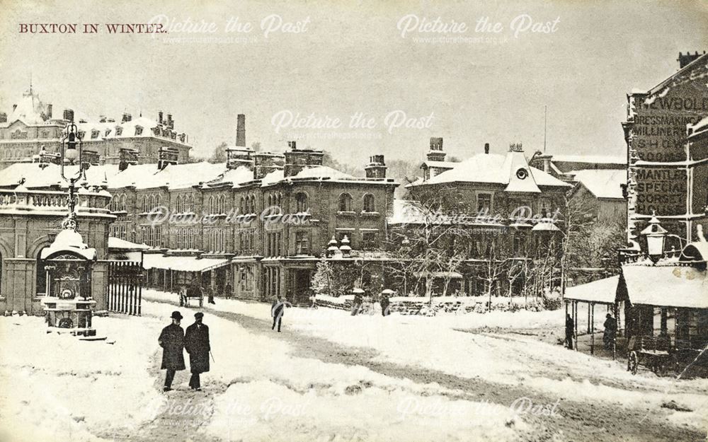 Terrace Road in snow, Buxton, c 1907