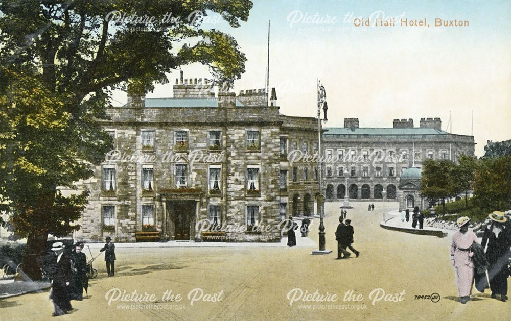 Old Hall Hotel and The Crescent, Buxton, c 1905 ?