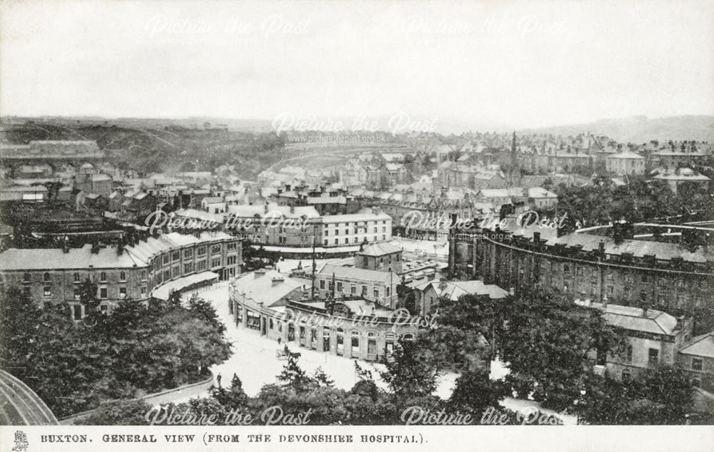 View from the roof of the Devonshire Hospital, Buxton, c 1905 ?