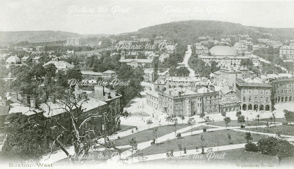 Elevated view showing The Crescent, Buxton, c 1905 ?